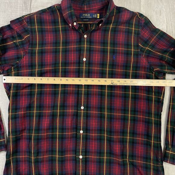 Polo Ralph Lauren Button Down Shirt Mens XL Red Blue Plaid Canvas 100% Cotton O - Picture 6 of 9